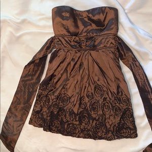 Brown Strapless Dress 🤎